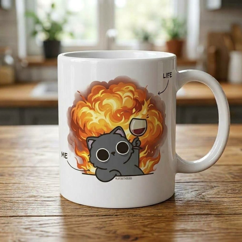 Mug « Me vs Life » flammes